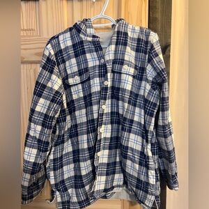 LL Bean fleece lined flannel hoodie